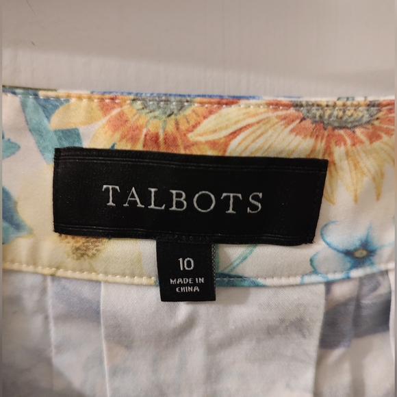 Talbots Floral Pleated Skirt in Blue/Yellow - Size 10 - Picture 4 of 6